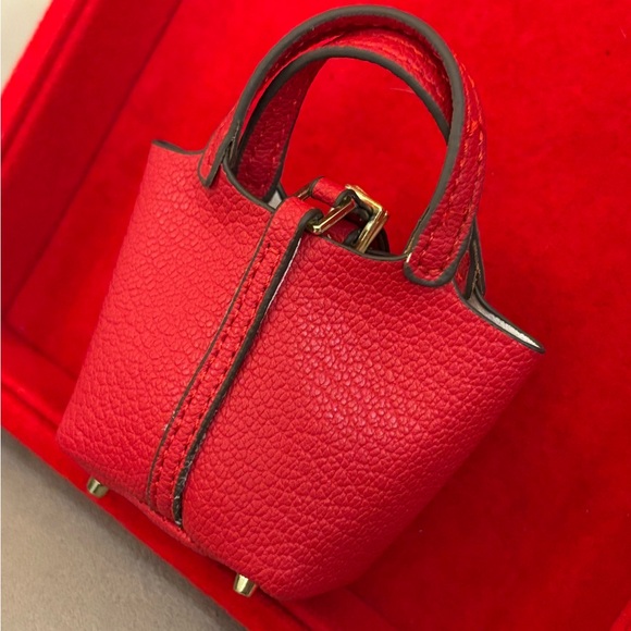 Leather Bag Charm Bag! LV red zipper pull reimagined charm - Picture 3 of 5